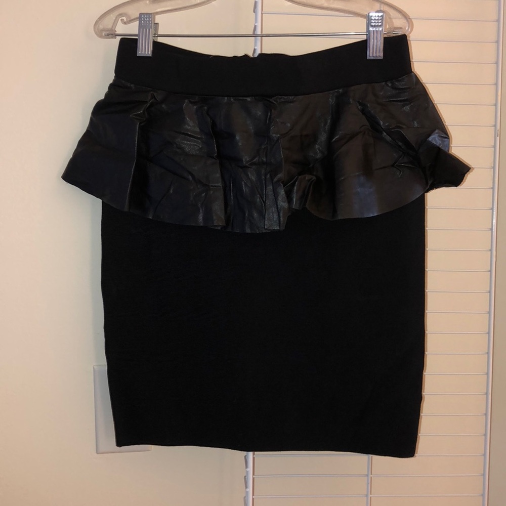 Bebe black leather peplum skirt